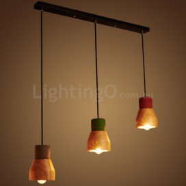 Vintage Wood Cement Pendant Light