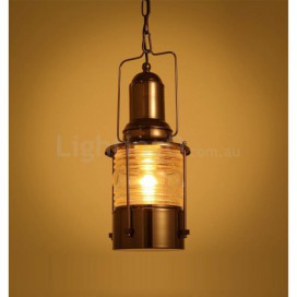 Retro / Vintage 1 Light Lantern Copper Pendant Light