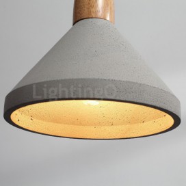 Single Light Modern/ Contemporary Wood Cement Pendant Light