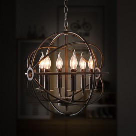 6 Light Metal Globe Vintage Pendant Light