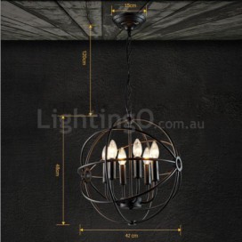 6 Light Metal Globe Vintage Pendant Light