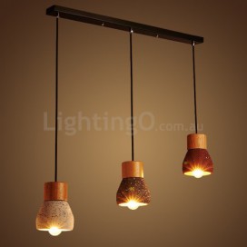 1 Light Modern/ Contemporary Wood Cement Pendant Light