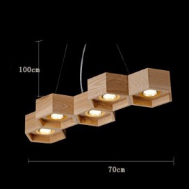 5 Light Wood Modern/ Contemporary Pendant Light