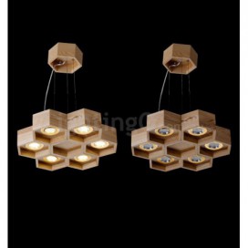 6 Light Wood Modern/ Contemporary Pendant Light