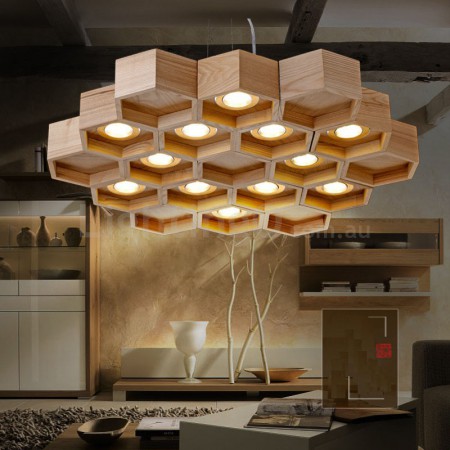 12 Light Wood Modern/ Contemporary Pendant Light