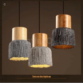 Retro / Vintage Wood Cement Pendant Light