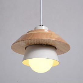 Metal Wood 1 Light Pendant Light