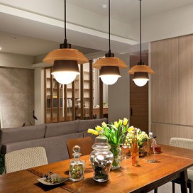 Metal Wood 1 Light Pendant Light