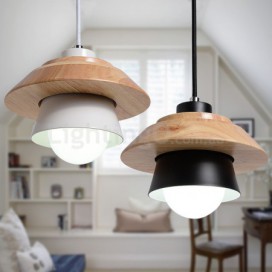 Metal Wood 1 Light Pendant Light