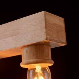 Retro / Vintage Wood 5 Edison Bulbs Pendant Light