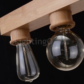 Retro / Vintage Wood 5 Edison Bulbs Pendant Light