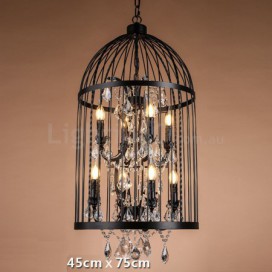 Retro / Vintage Metal 8 Light Birdcage Pendant Light