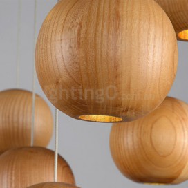 Rustic / Lodge Wooden Globe Pendant Light