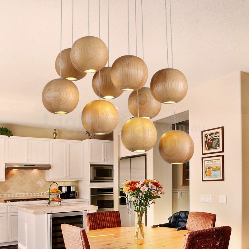Wood globe pendant light deals