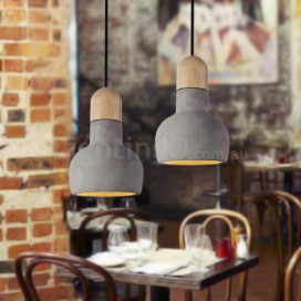 Retro / Vintage Wood Cement Single Light Pendant Light