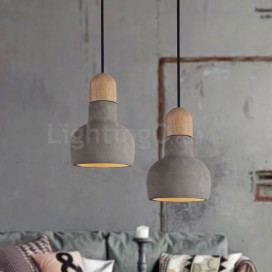 Retro / Vintage Wood Cement Single Light Pendant Light