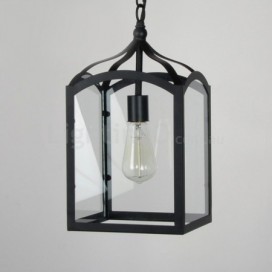 Metal Rustic / Lodge Pendant Light with Glass Shade