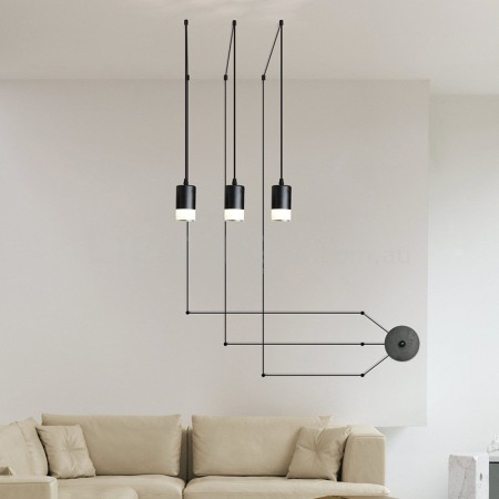 For 3 Light Black Pendant Light with Glass Shade