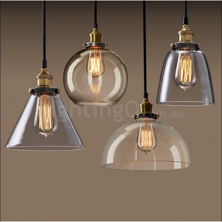 Retro / Vintage Pendant Light with Glass Shade