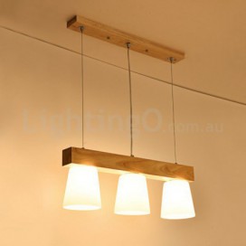 3 Light Modern/ Contemporary Wood Pendant Light