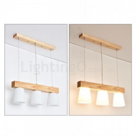 3 Light Modern/ Contemporary Wood Pendant Light