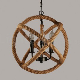 Country Hemp Rope 3 Light Vintage Pendant Light