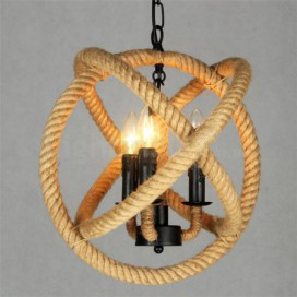Country Hemp Rope 3 Light Vintage Pendant Light