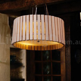 Modern/ Contemporary Wood Drum Pendant Light