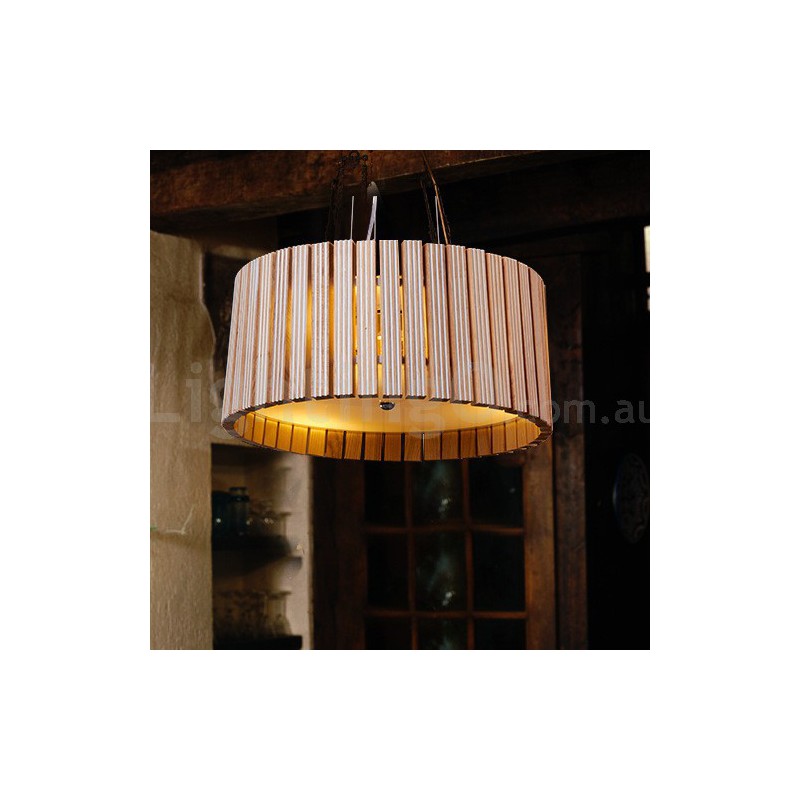 Wood drum light fixture deals