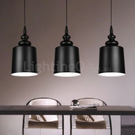 Black Modern/ Contemporary 3 Light Pendant Light