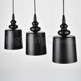 Black Modern/ Contemporary 3 Light Pendant Light