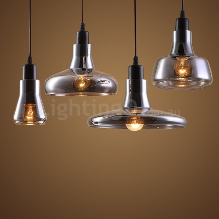 Retro / Vintage 1 Light Pendant Light with Glass Shade