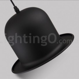 Black Metal Hat Shape 1 Light Retro / Vintage Pendant Light