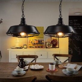 Retro / Vintage Black Metal Pendant Light