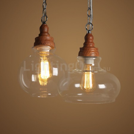 Retro / Vintage Pendant Light with Glass Shade