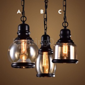 Retro / Vintage Pendant Light with Glass Shade