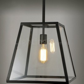 Vintage Metal Pendant Light with Glass Shade