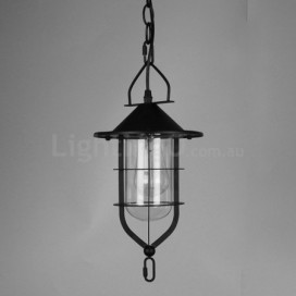 Vintage Metal Pendant Light with Glass Shade