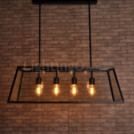 Rustic / Lodge Vintage Metal Pendant Light with Glass Shade