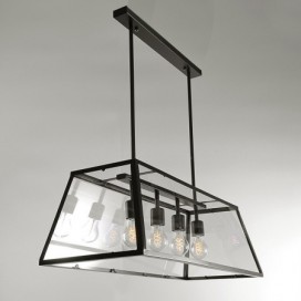 Rustic / Lodge Vintage Metal Pendant Light with Glass Shade