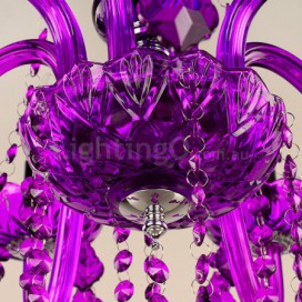 6 Light Purple Candle Style Crystal Chandelier