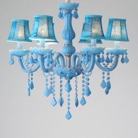 6 Light Macaron Blue Nordic Style Candle Style Crystal Chandelier