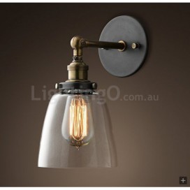 1 Light Rustic/Lodge Wall Light with Glass Shade