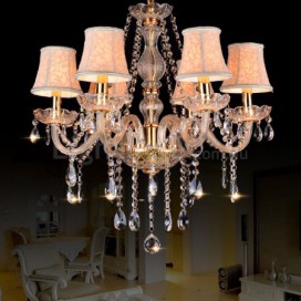 6 Light Gold Luxurious Candle Style Crystal Chandelier