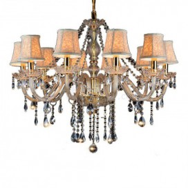 10 Light Gold Luxurious Candle Style Crystal Chandelier