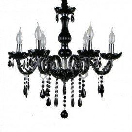 6 Light Black Modern Retro Candle Style Crystal Chandelier