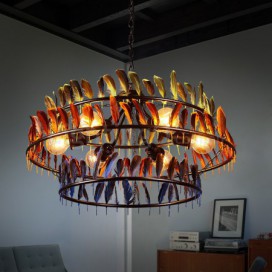 6 Light Feather Retro Chandelier