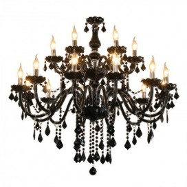 18 Light (12+6) 2 Tiers Black Candle Style Crystal Chandelier