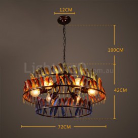 6 Light Feather Retro Chandelier