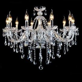 10 Light Modern Clear Candle Style Crystal Chandelier